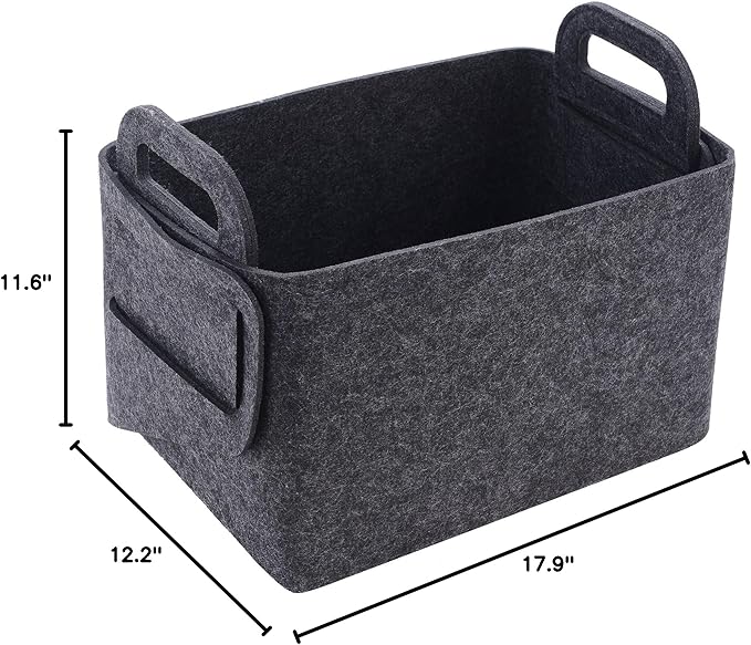Storage Basket Felt Storage Bin Collapsible& Convenient Box Organizer with Carry Handles for Office Bedroom Closet Babies Nur