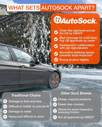 AutoSock Passenger Vehicle Snow Socks for Tires, HP870 - Car Sock Tire Traction Device for Snow, Ultimate Chain Alternative f