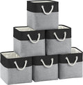 FinishingBo Fabric Cubes Storage Basket, 6 Pack 11x11 in with Handles Cube Storage Bins, for Shelves, Home, Office Organizers
