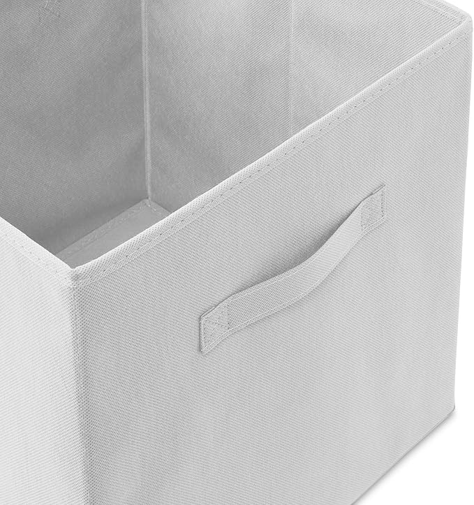 Casafield Set of 6 Collapsible Fabric Cube Storage Bins, White - 13" Foldable Cloth Baskets for Shelves, Cubby Organizers & M
