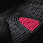 FH Group Automotive Floor Mats - Heavy-Duty Rubber Floor Mats for Cars, Universal Fit Full Set, Climaproof Floor Mats, Trimmable Floor Mats for Most Sedan, SUV, Truck Floor Mats Pink