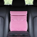 Car Garbage can with lid Leak Proof Vehicle Trash Can 3 Storage Pockets Hanging Waterproof car Trash Bag for SUV Pink
