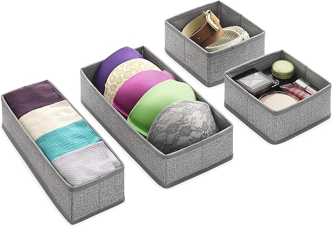 Whitmor 6283-9871 Set of 4-Crosshatch Gray Drawer Organizer