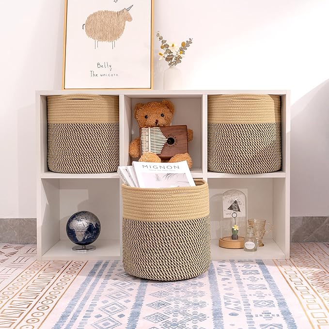voten Storage Cubes Baskets Bins Organizer 11x11x11'' Fit 12x12''Cube Storage Organizer Bookcases Shelf,Durable Woven Cotton 
