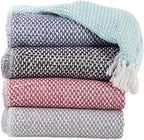 DII 100% Cotton Basket Weave Throw for Indoor/Outdoor Use Camping Bbq's Beaches Everyday Blanket, 50 x 60, Black