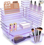 Kitchen Desk Drawer Organizers Storage for Office, Small Acrylic Vanity Trays Makeup Organizer for Drawer Bathroom Plastic Ma