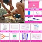 Pink Car Emergency Kit, Premium Roadside Emergency Car Accessories Kit with Jumper Cables, Flashlight, Shovel, Screwdriver Se