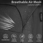 CAR PASS Leather and 3D Air Mesh Universal Fit Car Seat Covers, for Sedans,Trucks,Suvs,Airbag Compatible,Zipper Design and Re