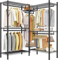 Raybee L Shaped Clothes Rack for Corner, Clothing Racks for Hanging Clothes, 900LBS Heavy Duty Clothes Rack Garment Rack 74.5