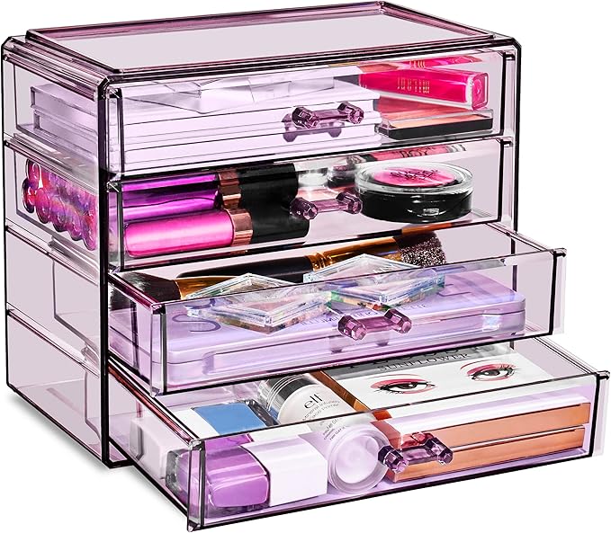 Sorbus Makeup Organizer - 4 Drawer Acrylic Make Up Organizers and Storage for Cosmetics, Jewelry, Beauty Supplies, Clear Make