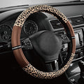 Road Comforts Leopard Steering Wheel Cover for Women, Cute Anti-Slip Microfiber Leather, Universal Fit 14.5-15 Inch Round Ste