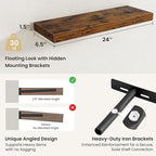 Fun Memories Floating Shelves for Wall, Rustic Wood Wall Mounted Shelves for Bathroom, Bedroom, Living Room and Kitchen, Stor