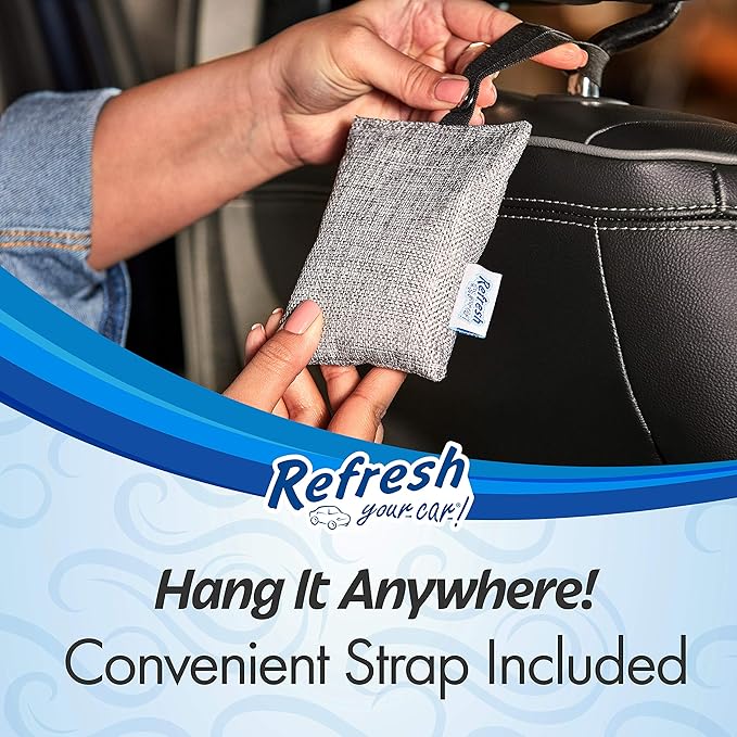 Refresh Your Car! Car Air Freshener And Deodorizer, Odor Eliminator Charcoal Deodorizer Bags, Set Of 2, Fragrance Free