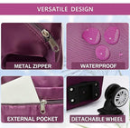Expandable Foldable Duffel Bag with Detachable Rolling Wheels, Large Carry-On Luggage for Travel, Gym, Camping, Shopping, Business Trip (Pink)