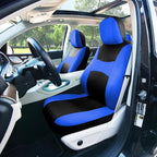 FH Group Car Seat Covers Full Set Blue Black Cloth - Universal Fit,Automotive Seat Covers, Low Back Front Seat Covers,Airbag 