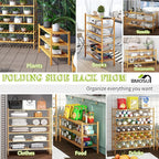 BMOSU 3-Tier Bamboo Extended Shoe Rack Premium Stackable Shoe Shelf Storage Organizer for Hallway Closet Living Room Entryway