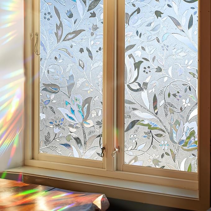 Window Film Privacy Film 35.4" by 78.7" Glass Film Decorative Window Films Window Cling Film Static Cling Window Film Anti UV No Glue Heat Control for Home Office, Glossy white