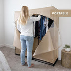 HOLDN’ STORAGE Portable Wardrobe Closet - 65 lb Large Capacity, Internal Heavy Duty Metal Rod, Zipper & Clear Window, Durable