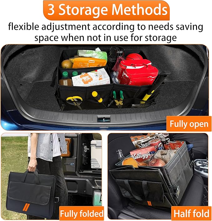 YOSRTER for Dodge Charger Durango Challenger Ram Car Trunk Organizer Collapsible Storage Box with Handle Foldable Lid Non