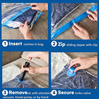 12 Pack Variety Vacuum Storage Bags for Comforters, Blankets & Clothes – Vacuum Sealed Compression Bags with Hand Pump – Spac