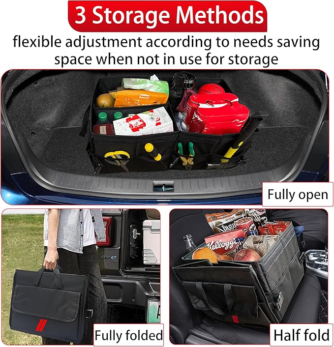 YOSRTER Car Trunk Organizer for Dodge Charger Durango Challenger Ram Collapsible Storage Box with Handle Foldable Lid Non