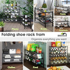 BMOSU 3-Tier Bamboo Extended Shoe Rack Premium Stackable Shoe Shelf Storage Organizer for Hallway Closet Living Room Entryway