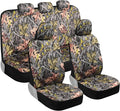 BDK Camo Car, Full Set – Realistic Green Forest Camouflage Automotive Front & Bench Back Seat Cover, Camoflauge Interior Prot