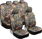 BDK Camo Car, Full Set – Realistic Green Forest Camouflage Automotive Front & Bench Back Seat Cover, Camoflauge Interior Prot