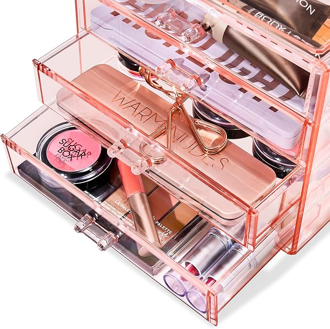 Sorbus Makeup Organizer - 4 Drawer Acrylic Make Up Organizers and Storage for Cosmetics, Jewelry, Beauty Supplies, Clear Make