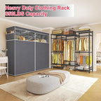 Raybee Clothes Rack with Cover,Portable Closet Heavy Duty,Metal Clothing Racks for Hanging Clothes Adjustable for Bedroom 66.