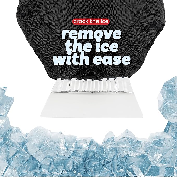 SCRUBIT Ice Scraper with Glove [2 Pack] - Car Windshield Scraper for Ice and Snow w/Fleece Mitt - Quickly Scrape and Remove Snow While Staying Warm - Waterproof - Car Scraper Snow Brush (Black)
