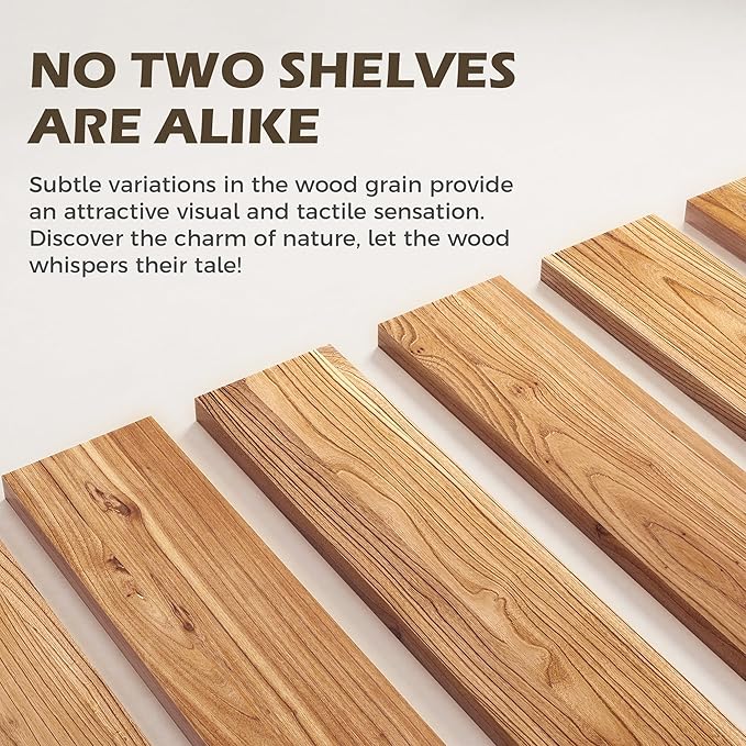 40 Inch Floating Shelves for Wall, 8"D High End Solid Hardwood Shelves for Decor Storage, Rustic Wall Shelves with Invisible 