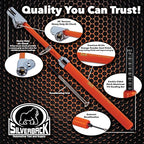 Silverback Hi-Visibility Orange Dual Foot Commercial Truck Tire Pressure Gauge, Recalibratable. Heavy Duty Stick Gauge with Black Metal Bar, Range 10-150 PSI in 2 PSI Increments.