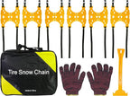 VViViD Heavy Duty Snow Chain Set of 6 for 2 Wheels with Application tool, Work Gloves and Free Carry-Bag for Passenger Cars, 