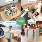 VENO 2-4 Pack Reusable Grocery shopping Bags, Medium Tote Bag w/Handle Hard Bottom, Heavy Duty, Foldable Carrier