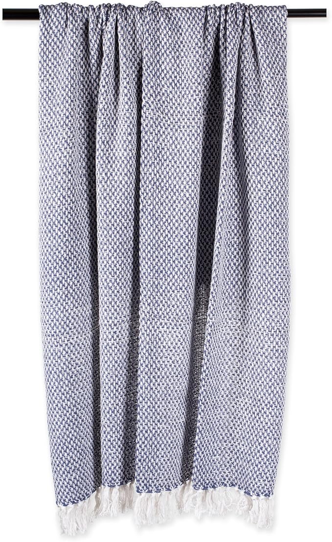 DII 100% Cotton Basket Weave Throw for Indoor/Outdoor Use Camping Bbq's Beaches Everyday Blanket, 50 x 60, Woven Stripe