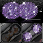 CAR PASS 11PCS Bling Purple Car Steering Wheel Cover Set for Women, Sparkly Rhinestone Diamond Bling Seat Belt Cushion, Glitt