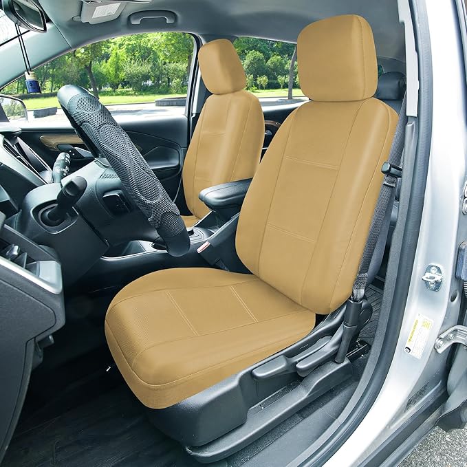 FH Group Three Row Car Seat Covers Deluxe Leatherette with 8 Seater, Airbag Compatible and Rear Split – Universal Fit for Car