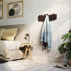 Umbra Sticks Wall-Mounted Coat Rack Rail Hook with 5 Retractable Pegs – Modern, Space-Saving Storage Organizer, Espresso