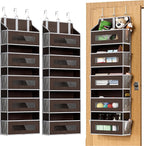 5 Tier Over The Door Organizer - Large Capacity Behind Door Hanging Shelves with 10 Mesh Pockets and Clear Windows, Closet Or