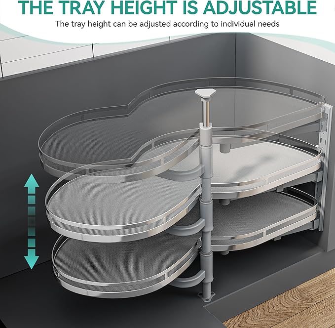 YITAHOME Blind Corner Cabinet Pull Out Organizer, Right Swing Soft-Close Swing-Out Cabinet Organizer with Adjustable Height, 