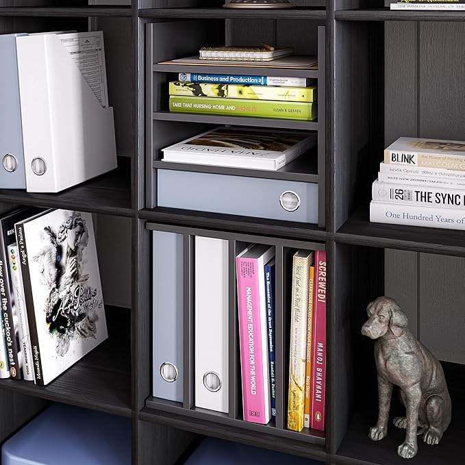 Ballucci 4-Tier Paper Sorter and File Organizer for Desk, Wood Mail Sorter, Fits into IKEA Kalax and ClosetMaid Cube Storage 