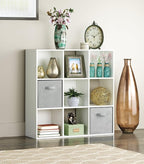 Whitmor 9 Cube Bookcase, 3 Tier Stackable MDF Bookself, Open Storage Display Organizer, Storage Cabinet for Living Room, Bedr