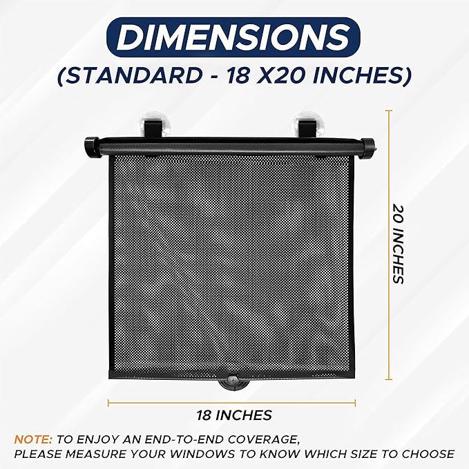 EcoNour Car Window Shades for Baby (2 Pack) - Upgraded | Shades for Side Window | Comes with Enhanced Suction Cups & Large Clips for Durability | Baby Car Accessories (18" x 20")