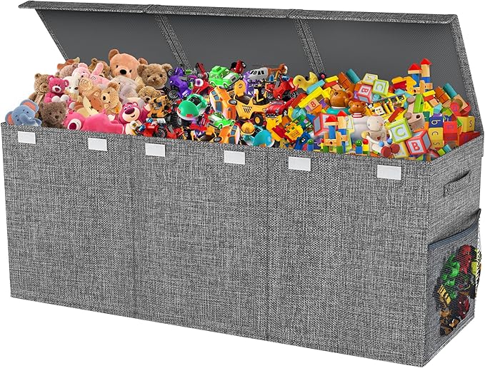 Mabahoo Extra Large Toy Box Chest with Lids, Collapsible Sturdy Kids Toy Storage Organizer Boxes for Boys Girls, 40"x14"x16",