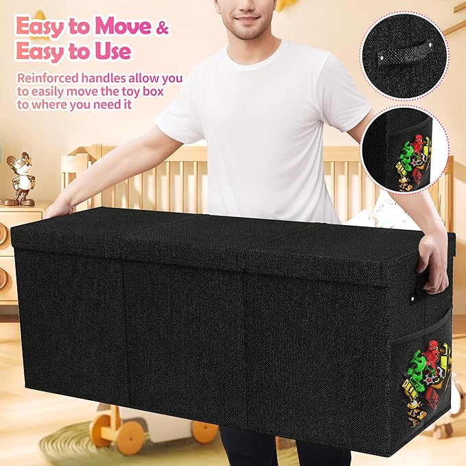 Mabahoo Extra Large Toy Box, Collapsible Sturdy Kids Toy Chest for Boys, Girls, 40"x14"x16" Storage Organizer Toddler Storage