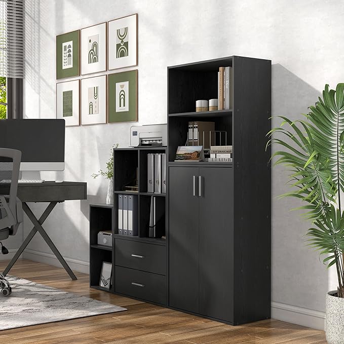 Homes: Inside + Out Apexa 2-Tier Cube Storage Organizer Shelves, Stackable Wood Bookcase Fits Cubby Bins for Organization, Do