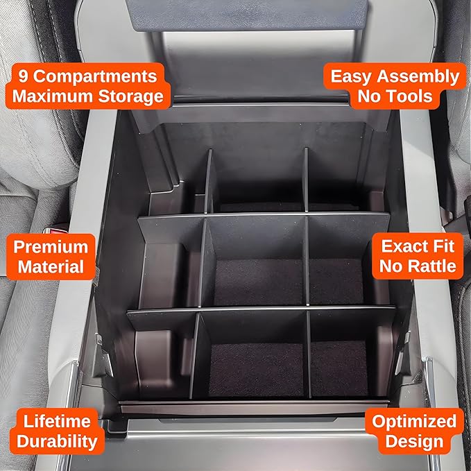 Vehicle OCD - Center Console Organizer for Ford F150 (Select 2024-2026 Models) (Full Console w/Bucket Seats ONLY) - Made in USA - SLX197