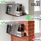 Floating Shelves for Concrete Wall: Solid Wood Shelf 15.75 and 23.6 inch with Heavy Duty Hidden Bracket for Display Books Pla