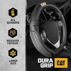 CAT® DuraGrip Car Steering Wheel Cover, Black Tire Tread Traction Design, Auto Steering Wheel Cover for Cars Trucks Vans SUVs, Improve Grip and Control, Durable Comfortable - Large 15"-16" Inches